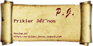 Prikler János névjegykártya