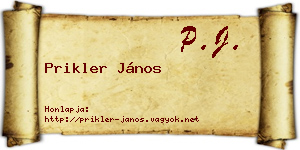 Prikler János névjegykártya